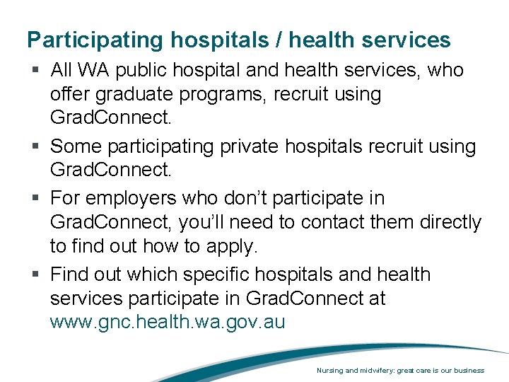 Participating hospitals / health services § All WA public hospital and health services, who