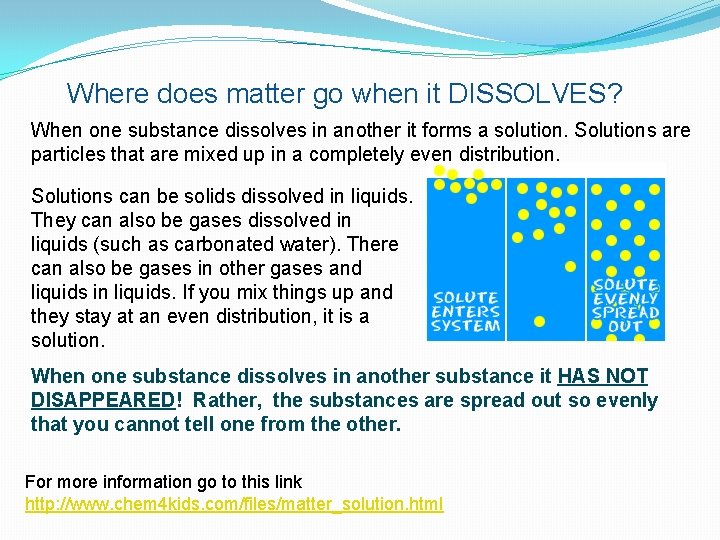 Where does matter go when it DISSOLVES? When one substance dissolves in another it