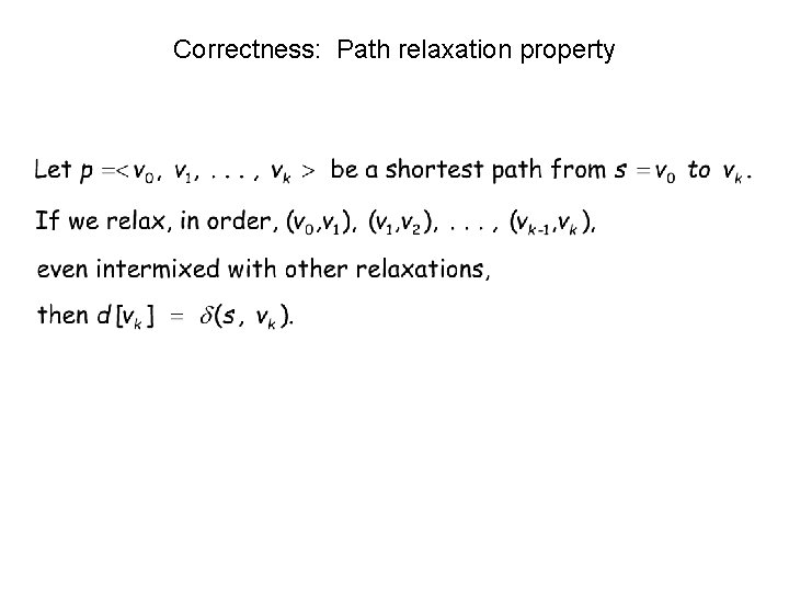 Correctness: Path relaxation property 