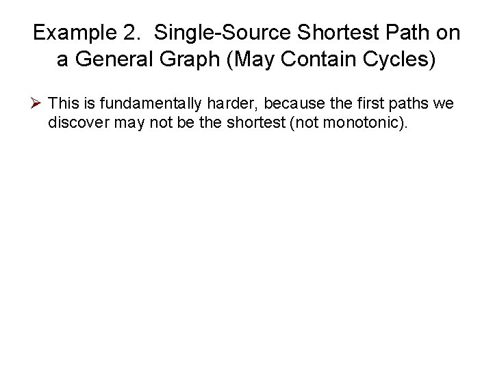 Example 2. Single-Source Shortest Path on a General Graph (May Contain Cycles) Ø This