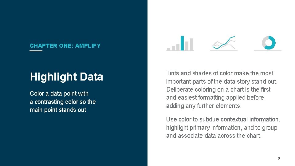 CHAPTER ONE: AMPLIFY Highlight Data Color a data point with a contrasting color so CHAPTER ONE: AMPLIFY Highlight Data Color a data point with a contrasting color so