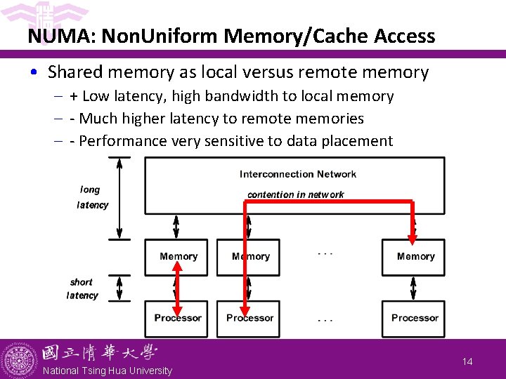 NUMA: Non. Uniform Memory/Cache Access • Shared memory as local versus remote memory -