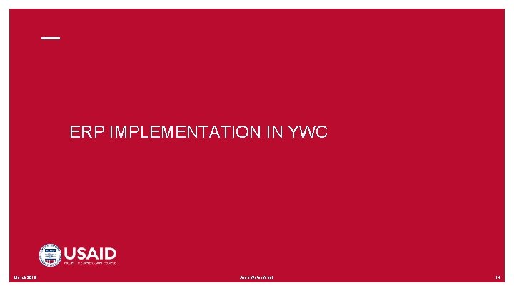 ERP IMPLEMENTATION IN YWC March 2019 Arab Water Week 14 