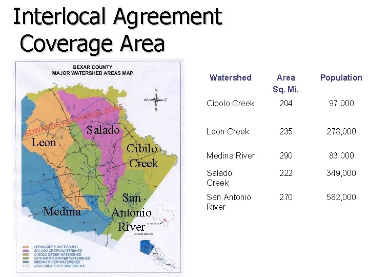 Interlocal Agreement Coverage Area Leon Medina Salado Cibilo Creek San Antonio River Watershed Area