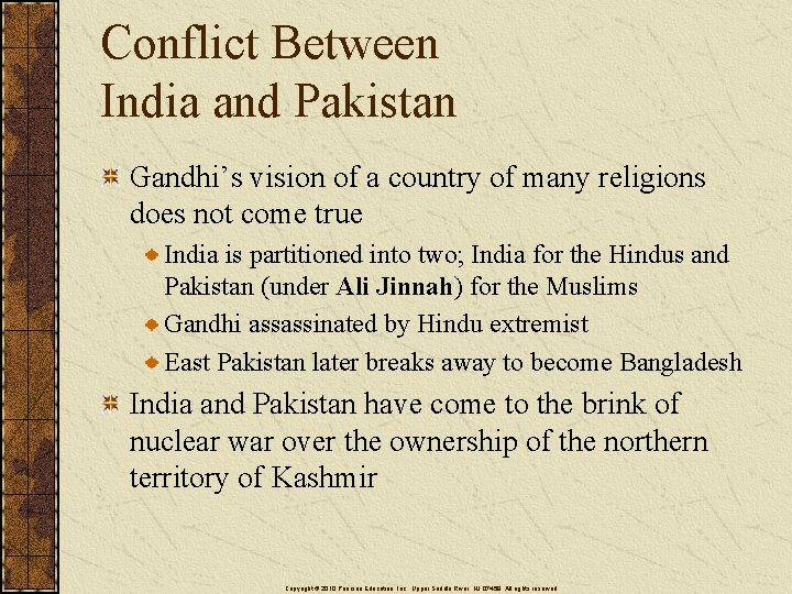 Conflict Between India and Pakistan Gandhi’s vision of a country of many religions does