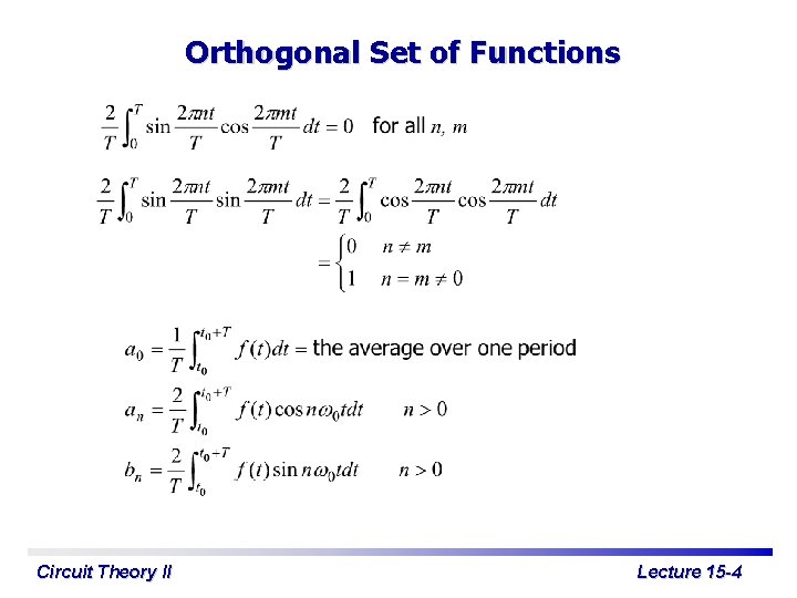 Orthogonal Set of Functions Circuit Theory II Lecture 15 -4 