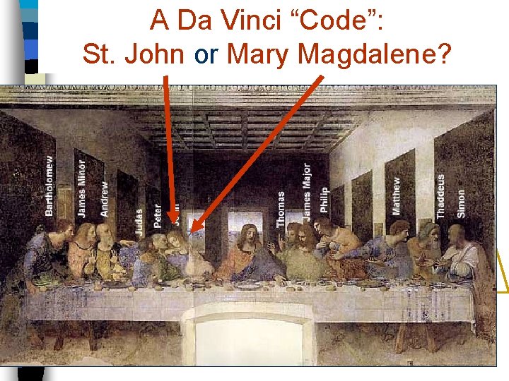 A The Da Vinci “Code”: Last Supper St. John or Mary Magdalene? 