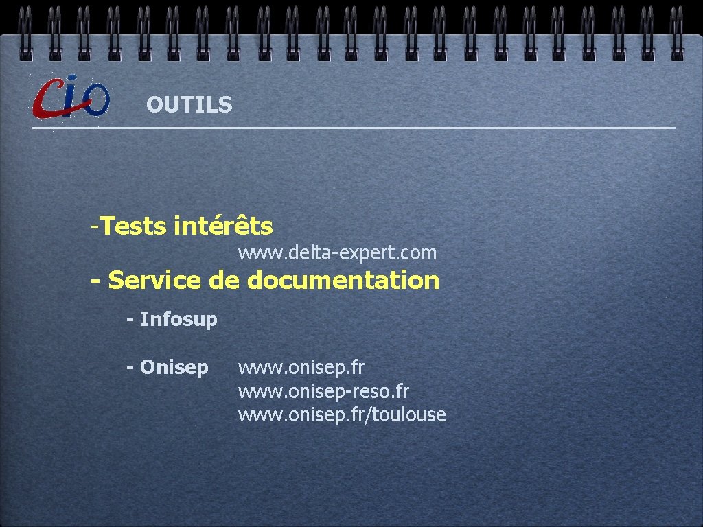 OUTILS -Tests intérêts www. delta-expert. com - Service de documentation - Infosup - Onisep