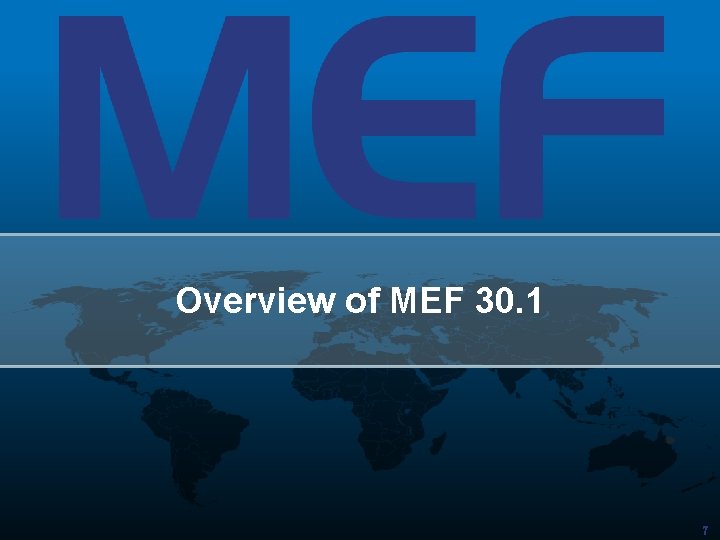 Overview of MEF 30. 1 7 