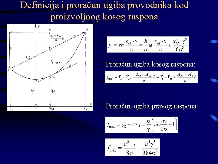 Definicija i proračun ugiba provodnika kod proizvoljnog kosog raspona Proračun ugiba kosog raspona: Proračun Definicija i proračun ugiba provodnika kod proizvoljnog kosog raspona Proračun ugiba kosog raspona: Proračun