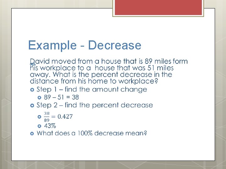 Example - Decrease 