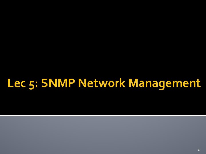 Lec 5: SNMP Network Management 1 