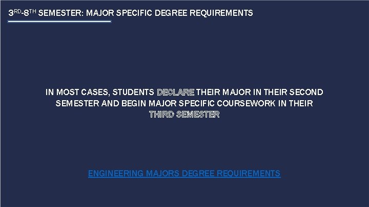 3 RD-8 TH SEMESTER: MAJOR SPECIFIC DEGREE REQUIREMENTS IN MOST CASES, STUDENTS DECLARE THEIR