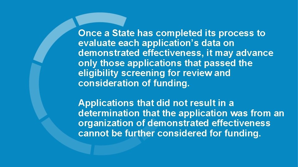 Once a State has completed its process to evaluate each application’s data on demonstrated