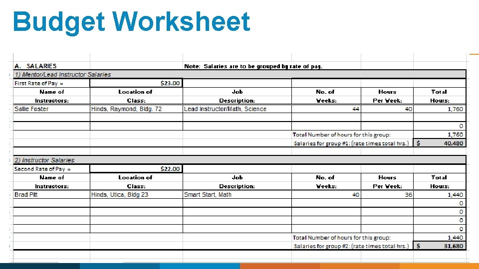 Budget Worksheet 