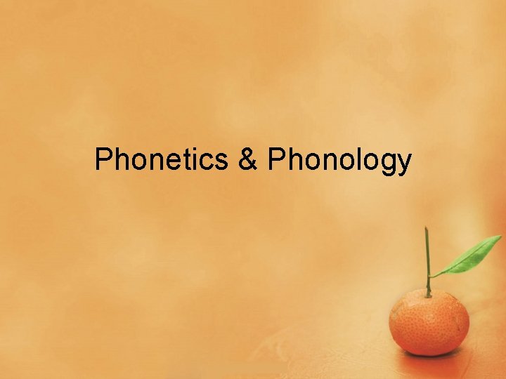 Phonetics & Phonology 