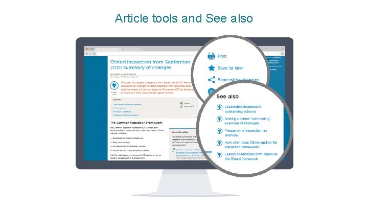 Article tools and See also 