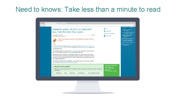 Need to knows: Take less than a minute to read 