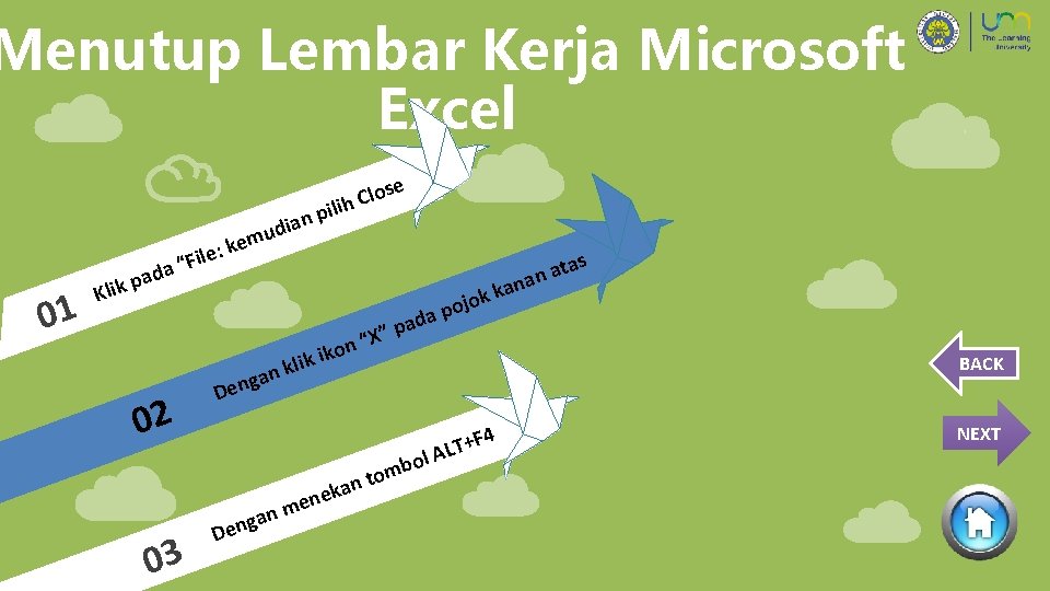 Menutup Lembar Kerja Microsoft Excel e n 01 Klik i “F a d a