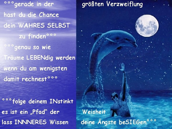 °°°gerade in der größten Verzweiflung hast du die Chance dein WAHRES SELBST zu finden°°°