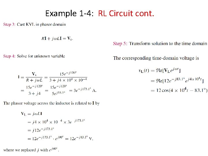 Example 1 -4: RL Circuit cont. 