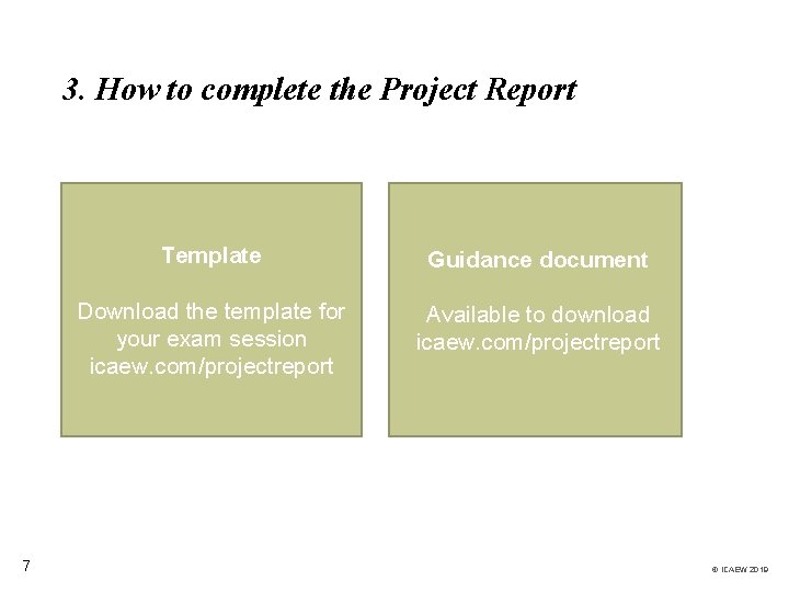 3. How to complete the Project Report Template Download the template for your exam