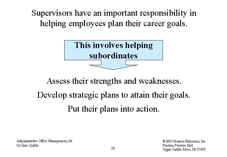 Supervisors have an important responsibility in helping employees plan their career goals. This involves