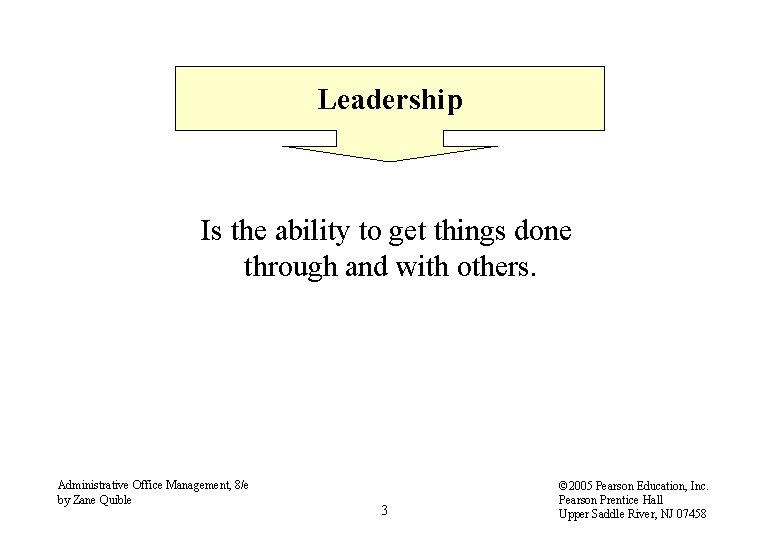 Leadership Is the ability to get things done through and with others. Administrative Office