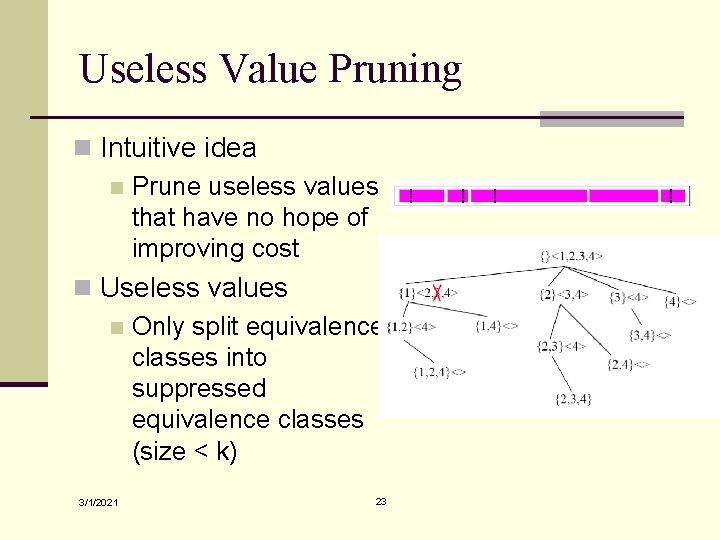 Useless Value Pruning n Intuitive idea n Prune useless values that have no hope