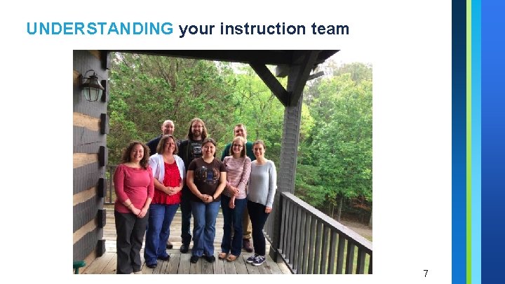 UNDERSTANDING your instruction team 7 UNDERSTANDING your instruction team 7