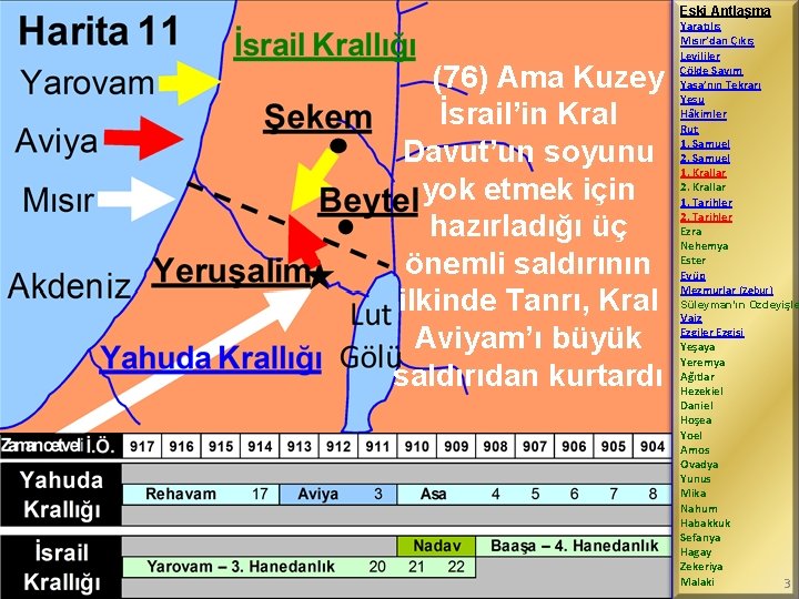Eski Antlaşma (76) Ama Kuzey İsrail’in Kral Davut’un soyunu yok etmek için hazırladığı üç