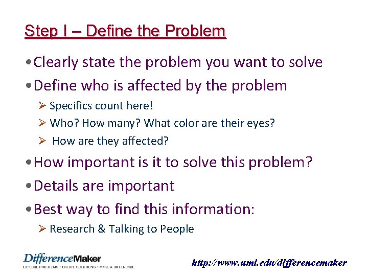 Explain Problem Way Workshop I Identifying Problems Team Building Prof Steve