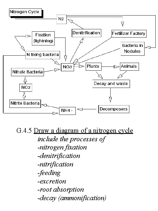 G. 4. 5 Draw a diagram of a nitrogen cycle include the processes of
