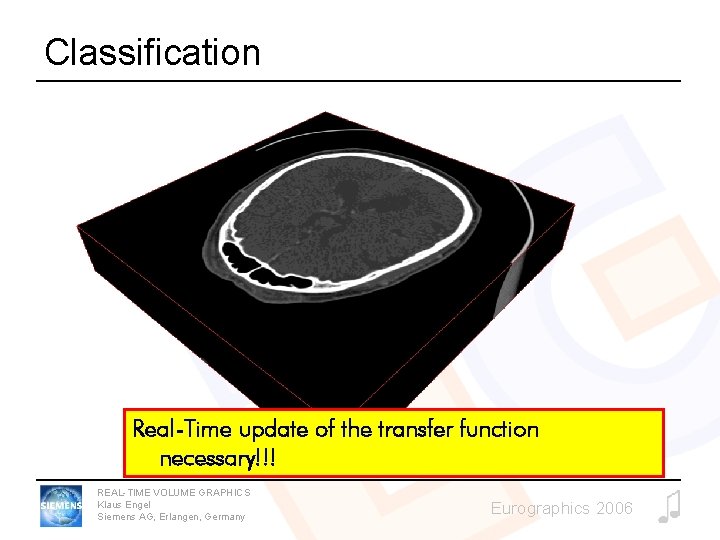 Classification Real-Time update of the transfer function necessary!!! REAL-TIME VOLUME GRAPHICS Klaus Engel Siemens