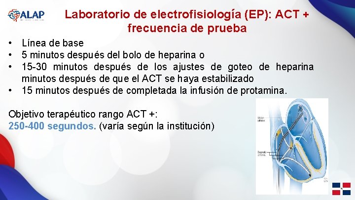 Laboratorio de electrofisiología (EP): ACT + frecuencia de prueba • Línea de base •