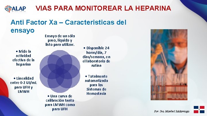 VIAS PARA MONITOREAR LA HEPARINA Anti Factor Xa – Caracteristicas del ensayo Ensayo de