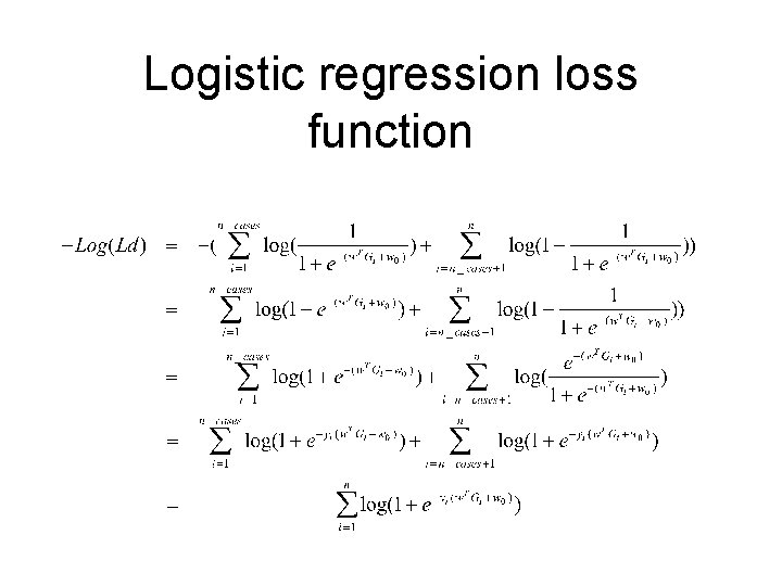 Logistic regression loss function 