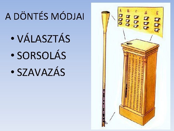 A DÖNTÉS MÓDJAI • VÁLASZTÁS • SORSOLÁS • SZAVAZÁS A DÖNTÉS MÓDJAI • VÁLASZTÁS • SORSOLÁS • SZAVAZÁS