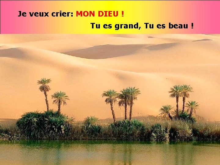 Je veux crier: MON DIEU ! Tu es grand, Tu es beau ! 