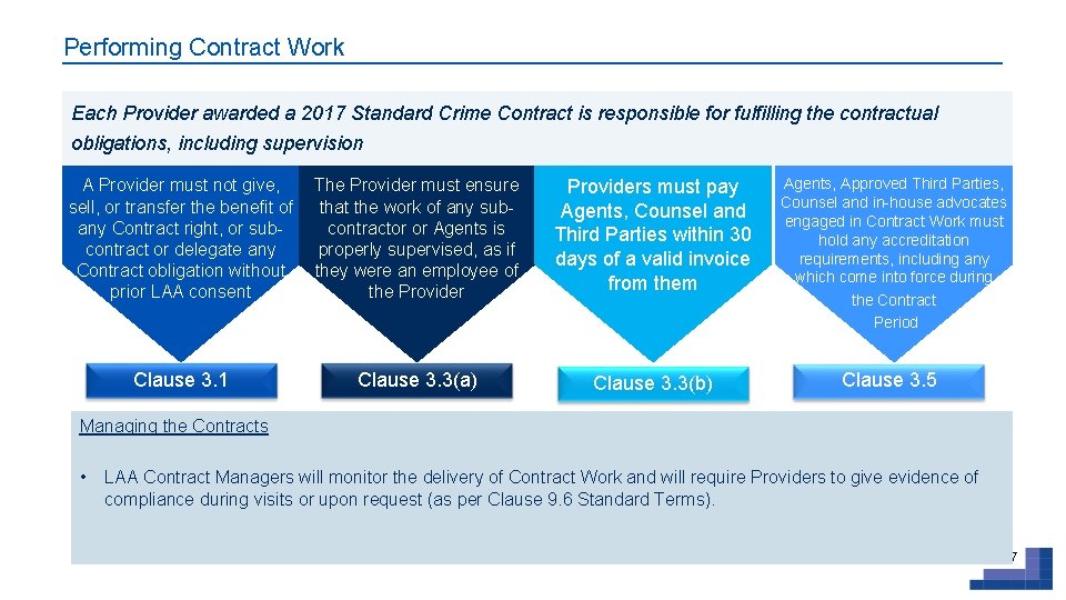 Performing Contract Work Each Provider awarded a 2017 Standard Crime Contract is responsible for