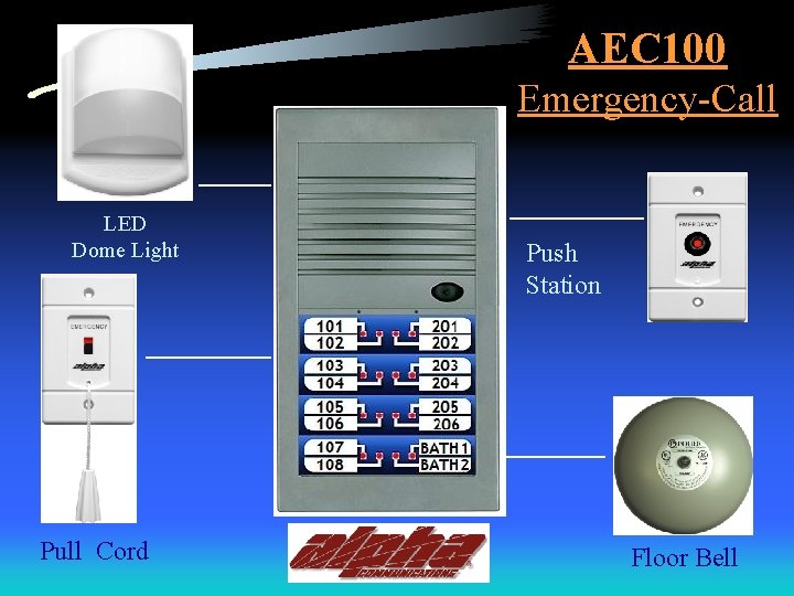 AEC 100 Emergency-Call LED Dome Light Pull Cord Push Station Floor Bell 