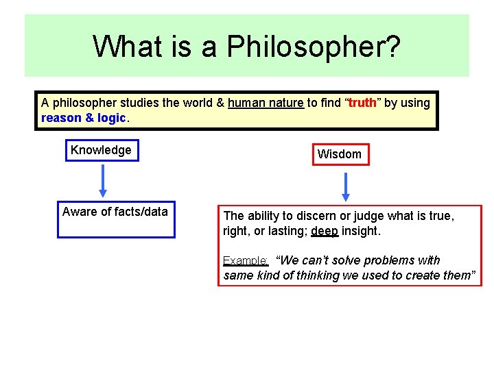 What is a Philosopher? A philosopher studies the world & human nature to find