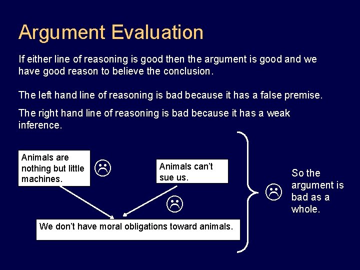 Argument Evaluation If either line of reasoning is good then the argument is good