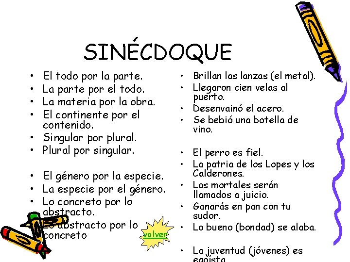 SINÉCDOQUE • • El todo por la parte. La parte por el todo. La