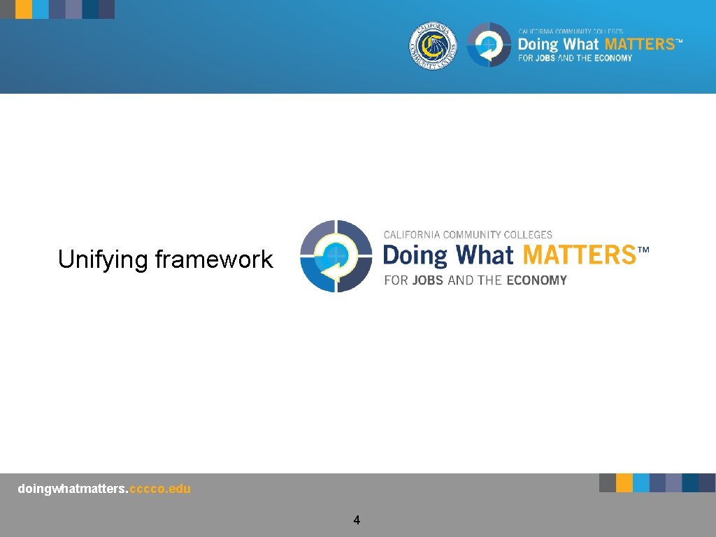 Unifying framework doingwhatmatters. cccco. edu 4 