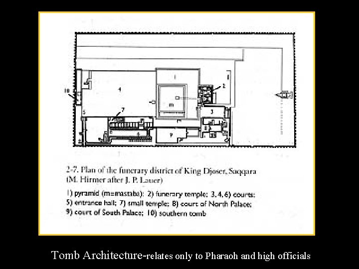 Tomb Architecture-relates only to Pharaoh and high officials 