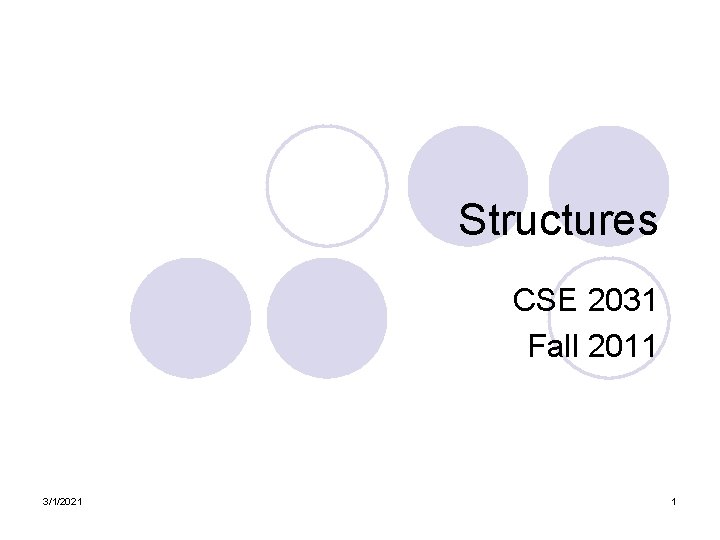 Structures CSE 2031 Fall 2011 3/1/2021 1 