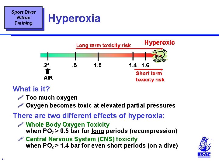 Sport Diver Nitrox Training Hyperoxia What is it? ! Too much oxygen ! Oxygen Sport Diver Nitrox Training Hyperoxia What is it? ! Too much oxygen ! Oxygen