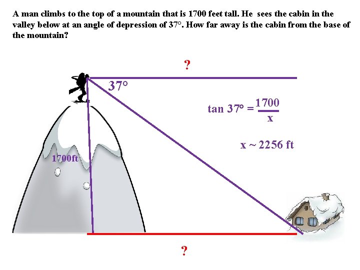 A man climbs to the top of a mountain that is 1700 feet tall.