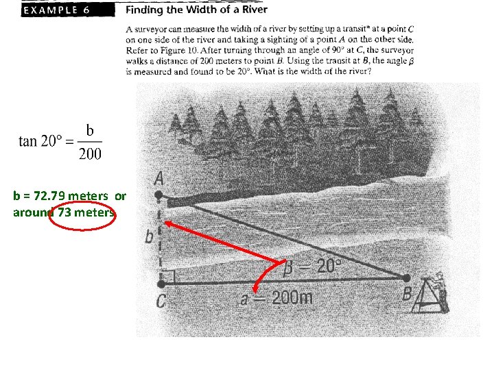 b = 72. 79 meters or around 73 meters 